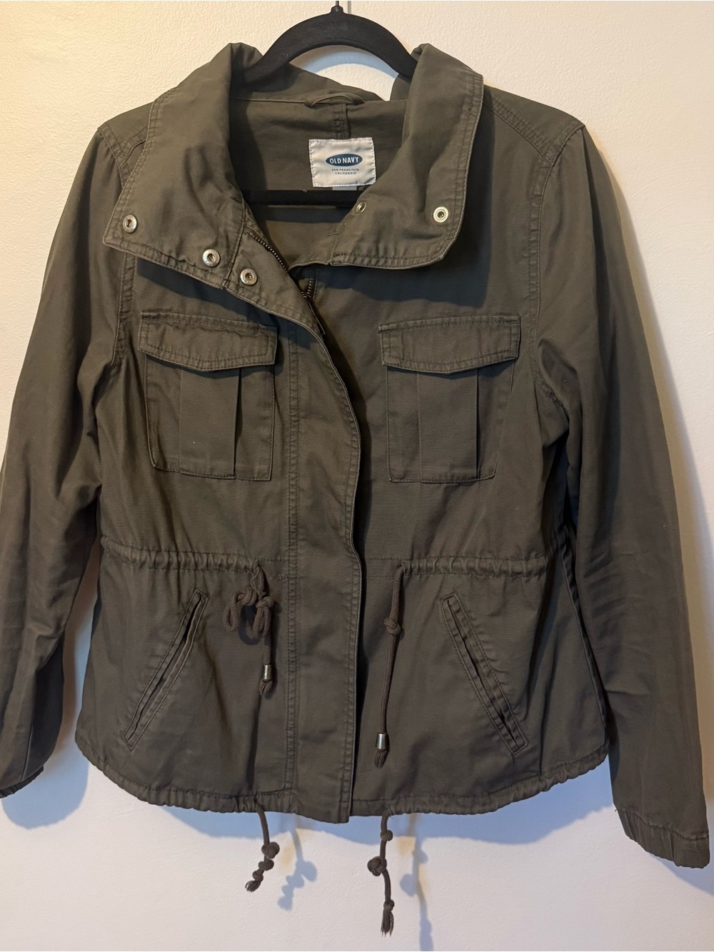 Old Navy Women's M Green Utility Jacket Snap Button Cotton With Pockets EUC